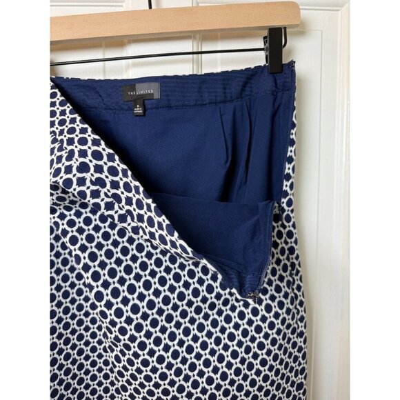 The Limited Blue & White Patterned Lined Pencil Skirt Women's Size 6 - Picture 9 of 10